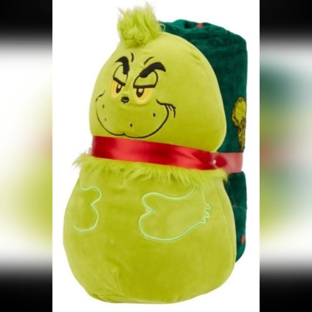 Grinch Green Holiday Pilloe & Throw Blanket